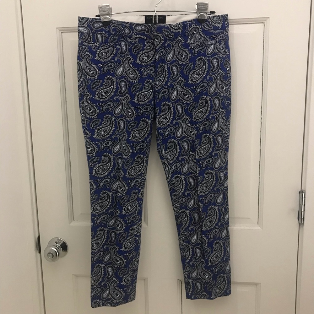 EUC Banana Republic Sloan Blue Paisley Pants 6 Petite